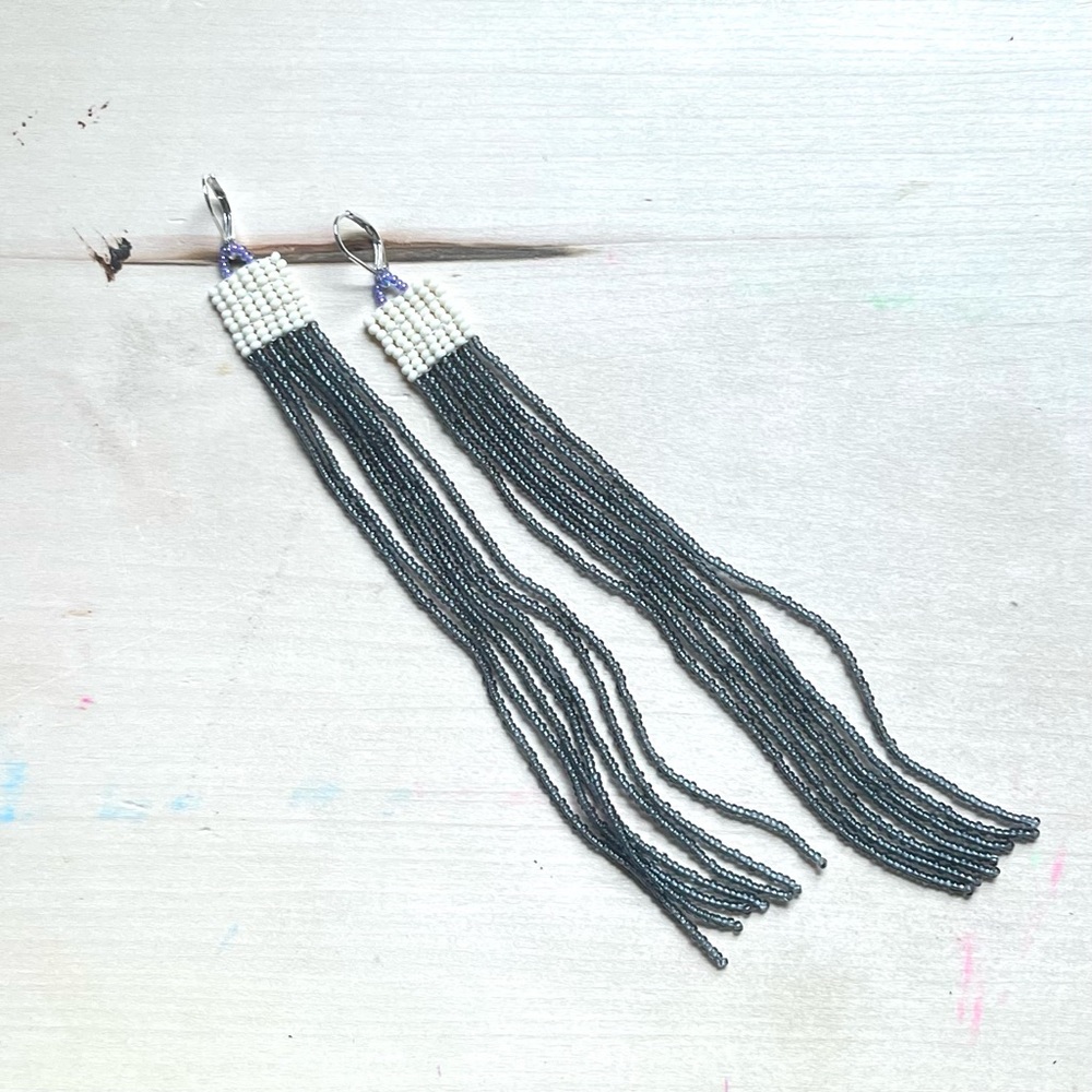 HANDMADE GLASS EARRINGS | Beacon One of a Kind Handwoven Earrings in Vesper